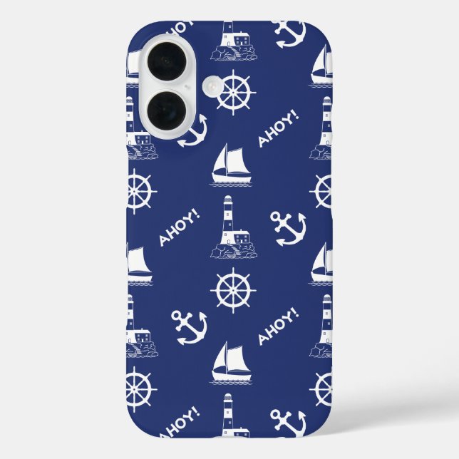 Coques Case-Mate iPhone Motif illustratif de voile blanc+bleu marine (Verso)
