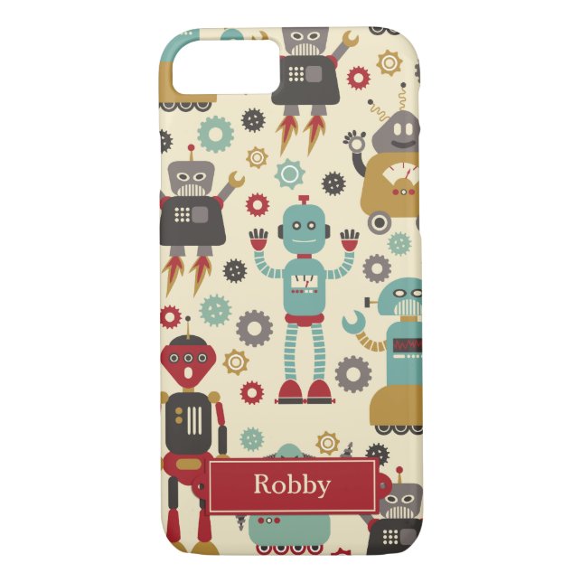 Coques Case-Mate iPhone Motif illustré rétros par robots d'amusement (Dos)