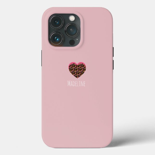 Coques Case-Mate iPhone Motif imprimé animal rose cœur simple (Verso)