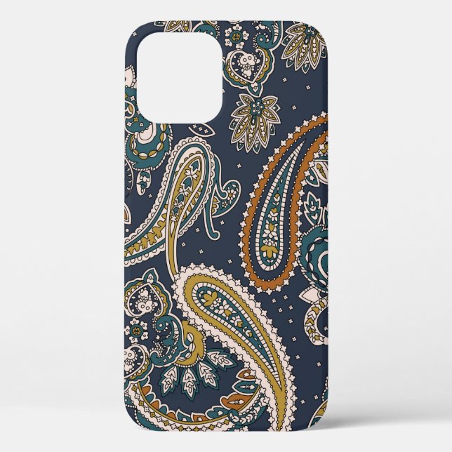Coques Case-Mate iPhone Motif indien traditionnel Paisley sur fond de terr (Verso)