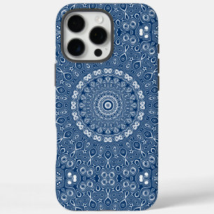 Coque iPhone 16 Pro Max Motif Indigo Blue Mandala