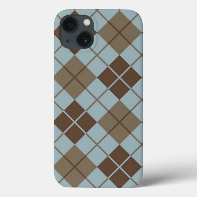 Coques Case-Mate iPhone Motif Jacquard en bleu et Taupe (Verso)