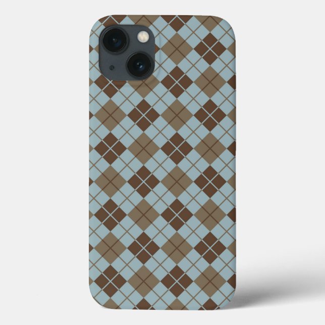Coques Case-Mate iPhone Motif Jacquard en bleu et Taupe (Verso)
