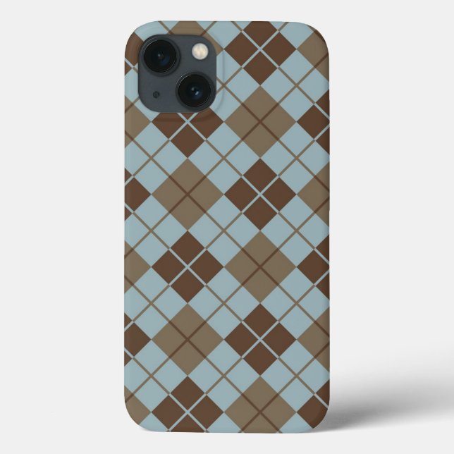 Coques Case-Mate iPhone Motif Jacquard en bleu et Taupe (Verso)