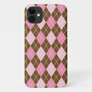 Coque iPhone 11 Motif Jacquard, Motif Rhombus, Jacquard rose