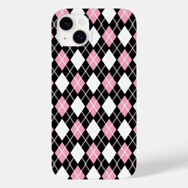 Coques Case-Mate iPhone Motif Jacquard noir et rose sans couture (Verso)