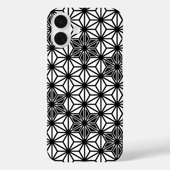 Coques Case-Mate iPhone Motif japonais Asanoha - blanc et noir (Verso)