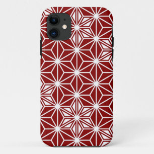 Coque Case-Mate iPhone Motif japonais Asanoha - rouge foncé