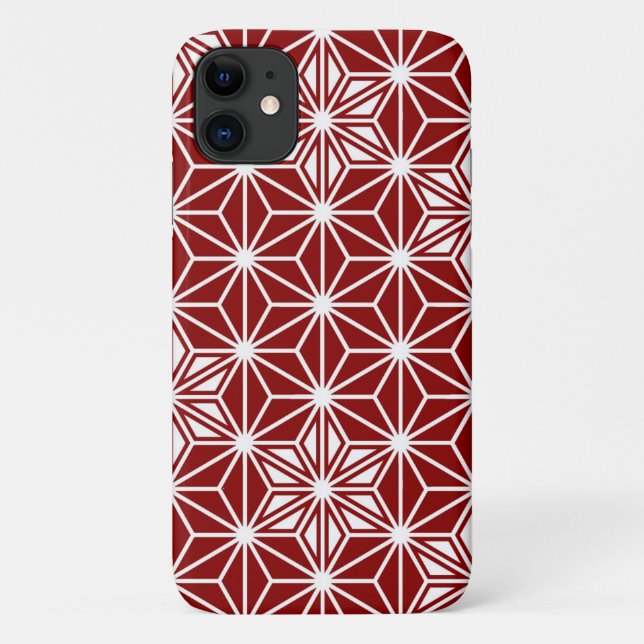 Coques Case-Mate iPhone Motif japonais Asanoha - rouge foncé (Dos)