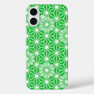 Coques iPhone 16 Plus Motif japonais Asanoha - vert jade