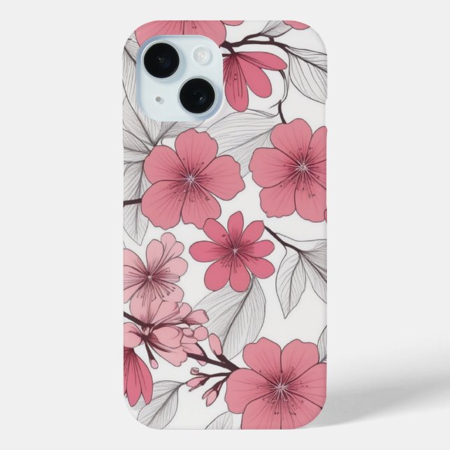 Coques Case-Mate iPhone Motif japonais blanc rose Sakura cerisier fleur (Verso)