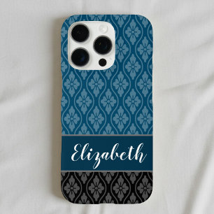 Coque iPhone 16 Pro Motif japonais traditionnel bleu Tatewaku