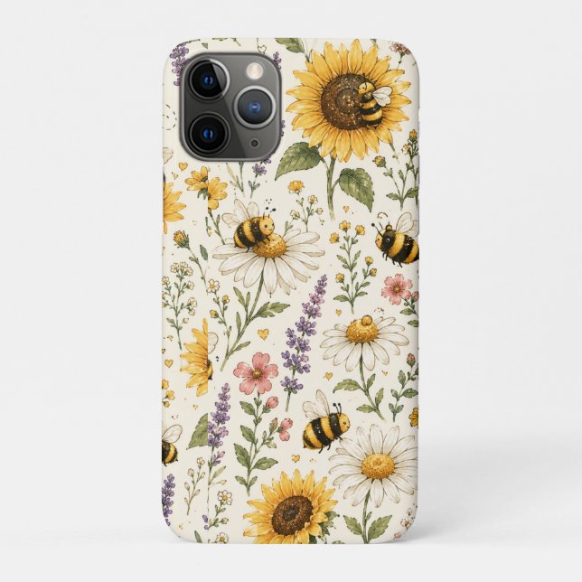 Coques Case-Mate iPhone Motif joli bourdon et fleurs sauvages (Dos)
