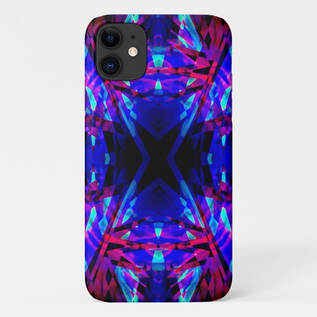 Coques Case-Mate iPhone Motif kaléidoscope bleu et rouge (Dos)