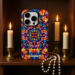 Coque iPhone 16 Pro Motif kaléidoscopique Abstrait avec symétrie visue