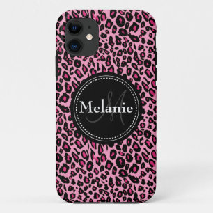 Coques Pour iPhone Motif Léopard Blanc Noir Rose Monogramme