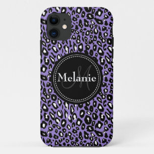 Coque Case-Mate iPhone Motif Léopard blanc noir violet monogramme