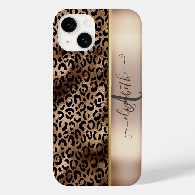 Coques Case-Mate iPhone Motif léopard Bronze Noir Monogramme     (Verso)