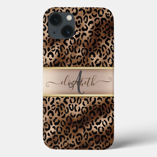 Coques Case-Mate iPhone Motif léopard Bronze Noir Monogramme    (Verso)