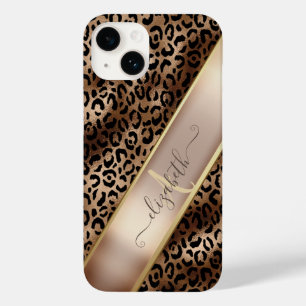 Coque Case-Mate iPhone Motif Léopard Chic Bronze Noir Monogramme