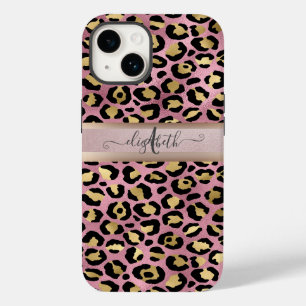 Coque Case-Mate iPhone Motif léopard Monogramme Or rose Noir