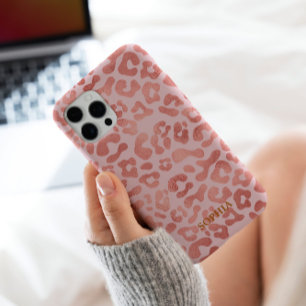 Coque iPhone 16 Pro Motif Leopard rose mignon à la mode Personnalisé