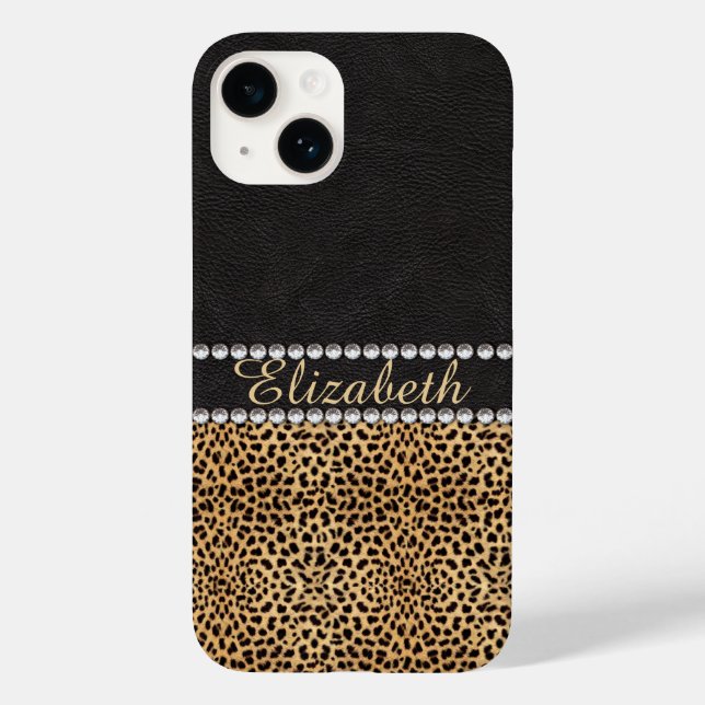 Coques Case-Mate iPhone Motif Léopard Strass Diamants Monogramme (Verso)