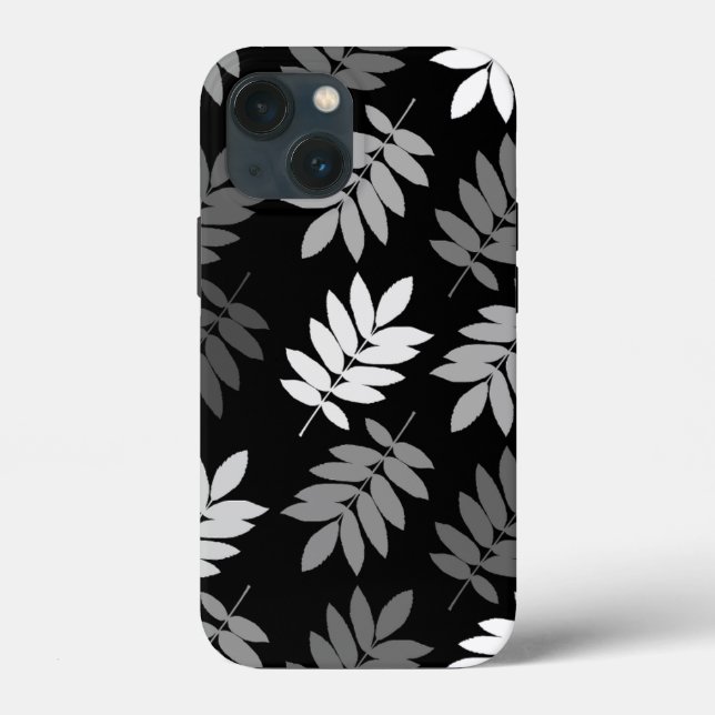 Coques Case-Mate iPhone Motif Lg Feuille Aînée Noir Blanc Gris (Verso)
