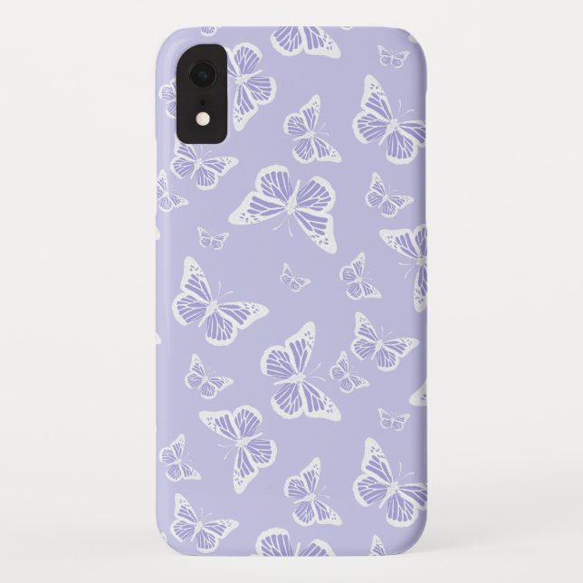 Coques Case-Mate iPhone Motif Lilac Purple et White Butterfly Motif (Dos)