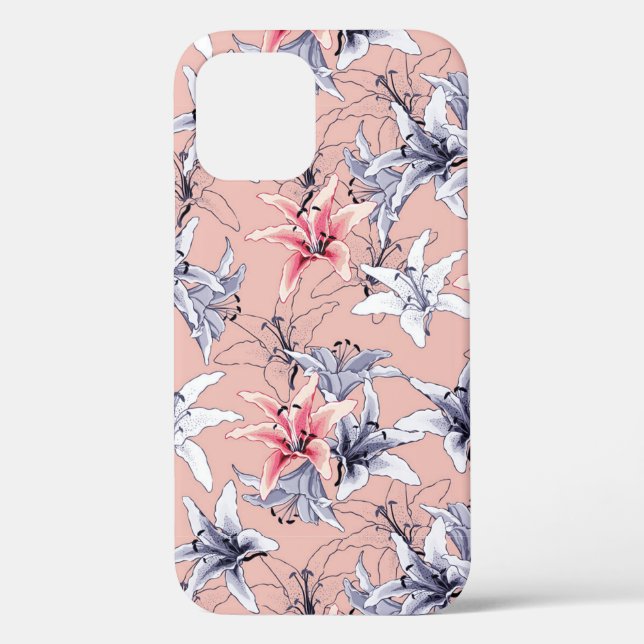 Coques Case-Mate iPhone Motif Lillies rose et blanc (Verso)