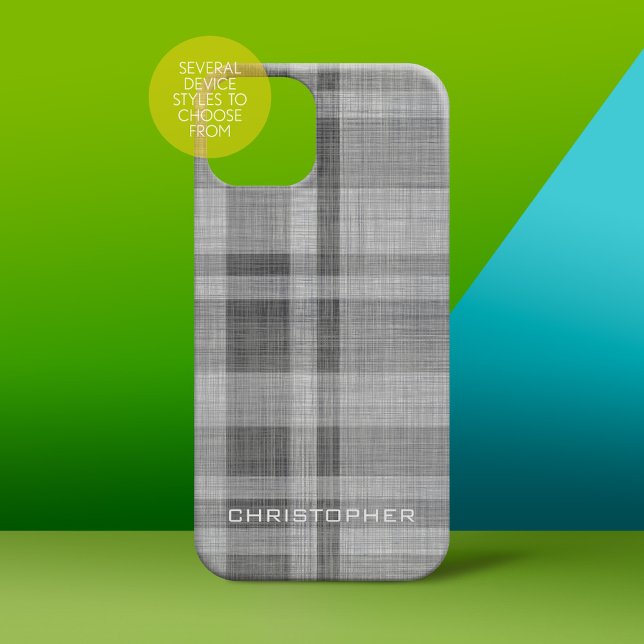 Coques Case-Mate iPhone Motif Lin Moderne Plaid Nom personnalisé (Personalized Phone Case - subtle name)