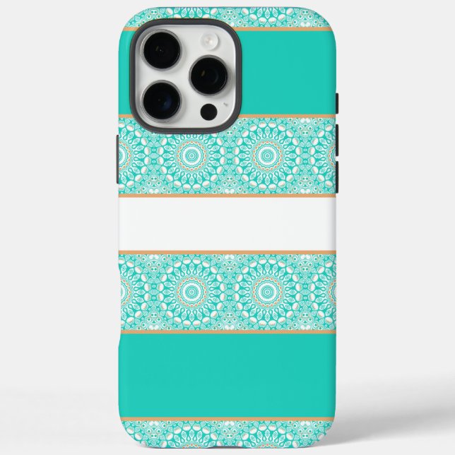 Coques Case-Mate iPhone Motif Mandala à rayures turquoise (Verso)
