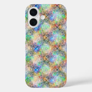Coque Pour iPhone 16 Motif Mandala Blanc Sur Des Tons Bijoux Colorés