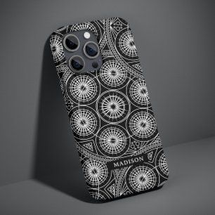 Coque Case-Mate iPhone Motif Mandala Moderne Noir Blanc Élégant Nom