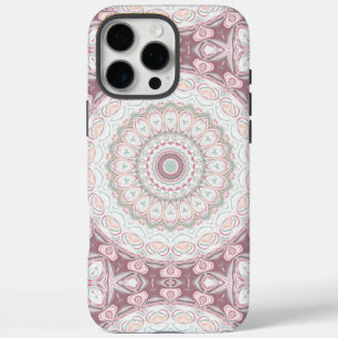 Coque iPhone 16 Pro Max Motif Mandala Rose Pâle et Menthe