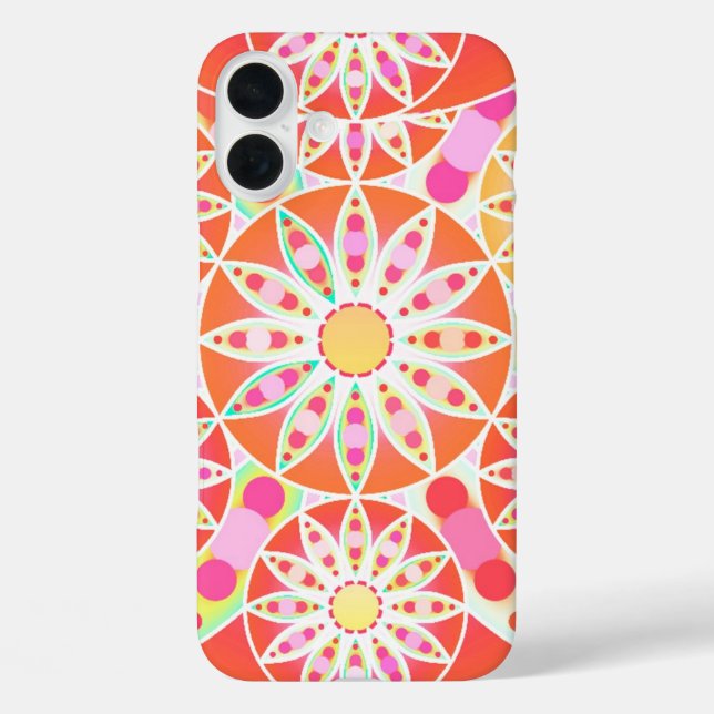 Coques Case-Mate iPhone Motif mandala, rouge corail, rose, or (Verso)