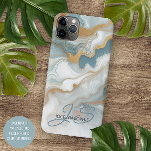 Case-Mate iPhone Case Motif Marbre Personnalisé Bleu Turquoise Or Blanc