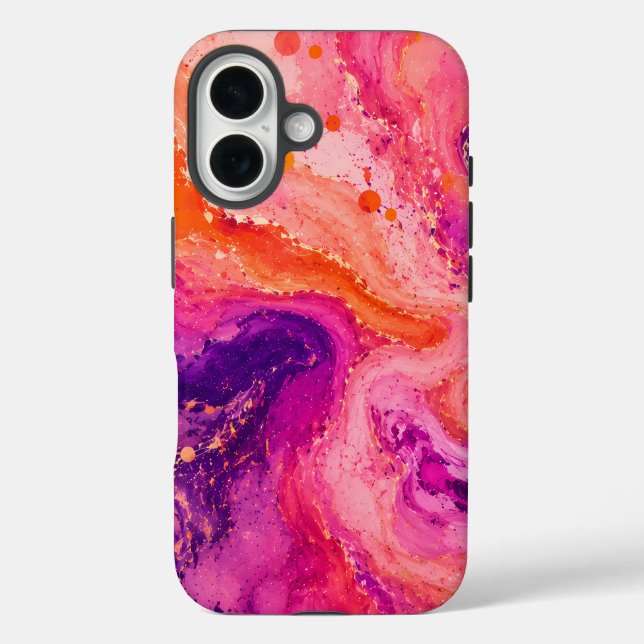 Coques Case-Mate iPhone Motif Marbre Rose Orange Violet (Verso)