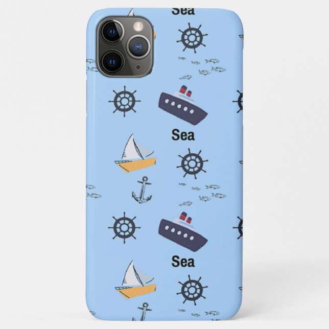 Coques Case-Mate iPhone Motif marin sur fond bleu (Dos)