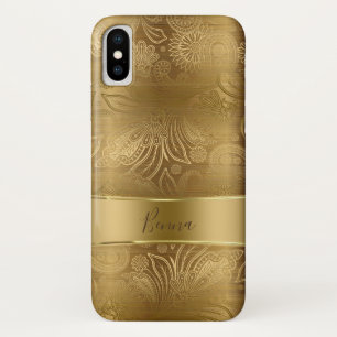 Etui iPhone Case-Mate Motif métal or & or Floral Paisley