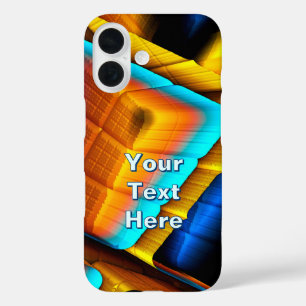 Coque Pour iPhone 16 Motif métallisé bleu-or 33