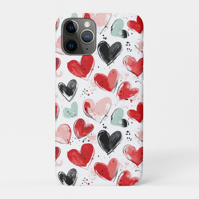 Coques Case-Mate iPhone motif mignon avec coeur peint aquarelle (Dos)