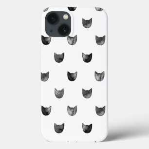 iPhone 13 Case Motif mignon chic noir et blanc de chat