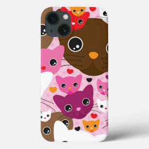 iPhone 13 Coque motif mignon d'arrière - plan de chat de chaton