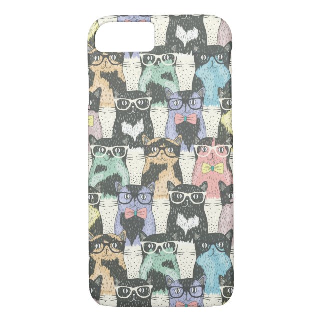 Coques Case-Mate iPhone Motif mignon de chats de hippie (Dos)