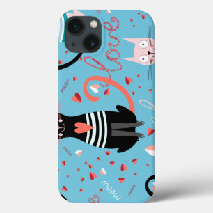 Case-Mate iPhone Case Motif mignon de chats sur un arrière - plan bleu