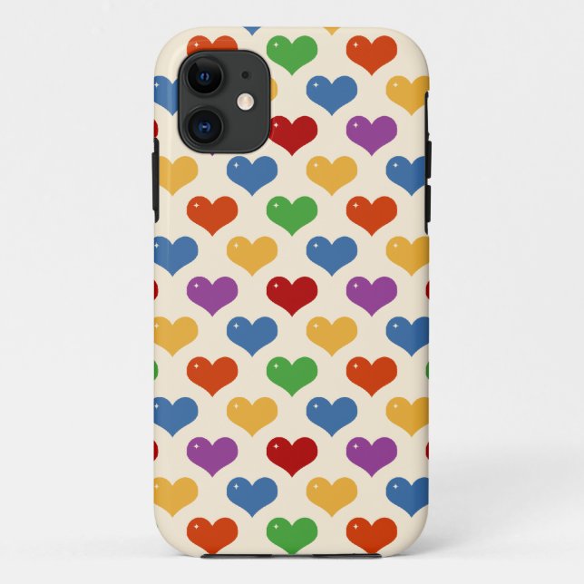 Coques Case-Mate iPhone Motif mignon de coeurs de rétro kawaii girly de (Dos)