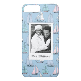 Coque iPhone 8 Plus/7 Plus Motif mignon   de voilier votre photo et nom
