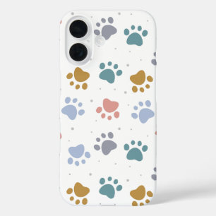 Coque Pour iPhone 16 Motif minimaliste aux empreintes de pattes pastel