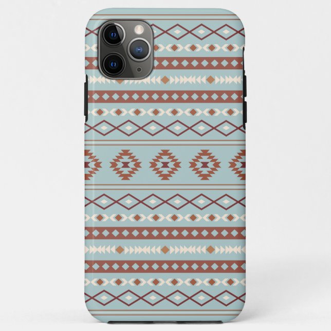 Coques Case-Mate iPhone Motif mixte aztèque en bleu crème rouille (Dos)
